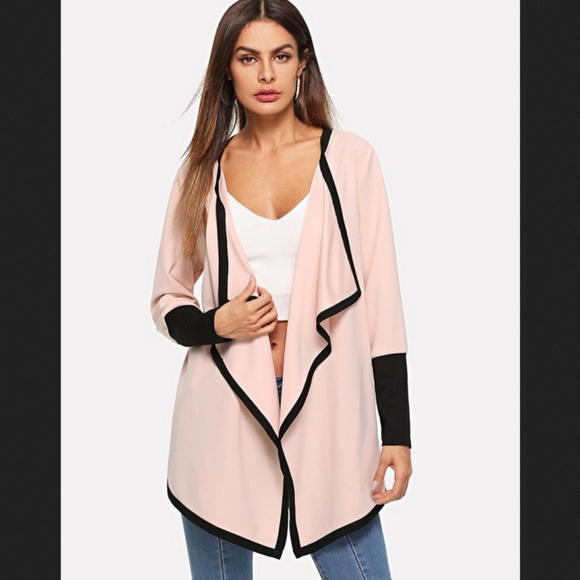 NEW pink and black waterfall blazer coat - Picture 3 of 6